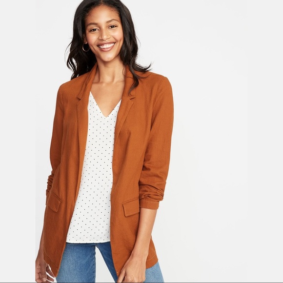 Old Navy linen-blend blazer in burnt ginger color size M - Picture 1 of 6